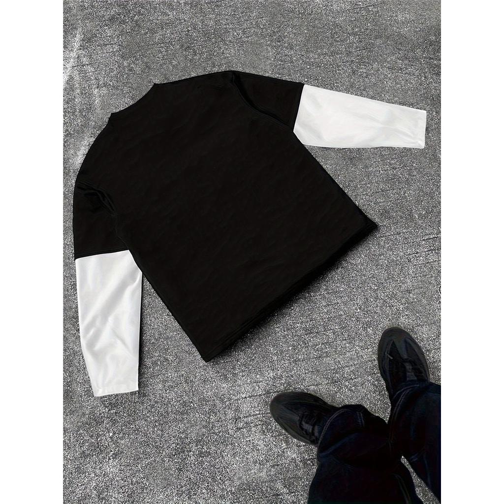 Men'S High Street Hip-Hop Dark Style Double Sleeve Print T-Shirt, a Fashionable New Arrival for Spring
