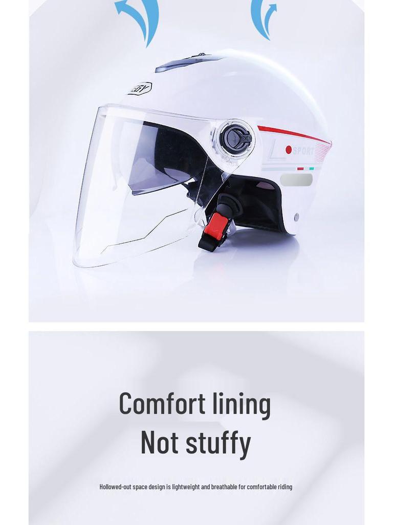 Dual Lens Electric Motorcycle Helmet, Four Seasons Universal, Class A Certified for Men and Women.