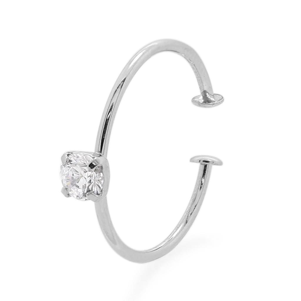 ESTELLE [Official] [Web Exclusive] Women's Ear Cuff, 10K White Gold with Cubic Zirconia (Single Ear), 0291-0603-0019-0000