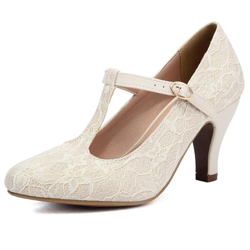 Women s High Heels Mary Janes Shoes 2025 Autumn Elegant T-strap Beige Black Heeled Party Wedding Dance Shoes Female Dress Pumps 35 4888₽