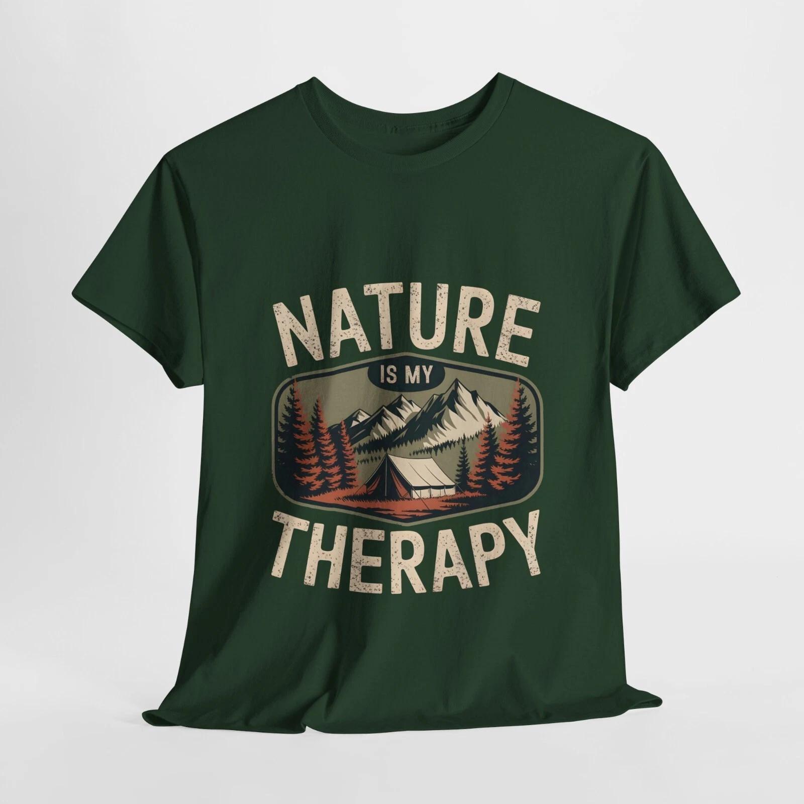 Nature Therapy Unisex Cotton Tee, Cozy Nature, Outdoor Enthusiasts, Hiking tee L