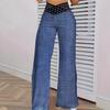 Women's Crisscross Elastic High Waist Flare Pants Loose Fit Commuter Polyester Wide Leg Trousers Solid Color Mid Weight Stretch Long Pants