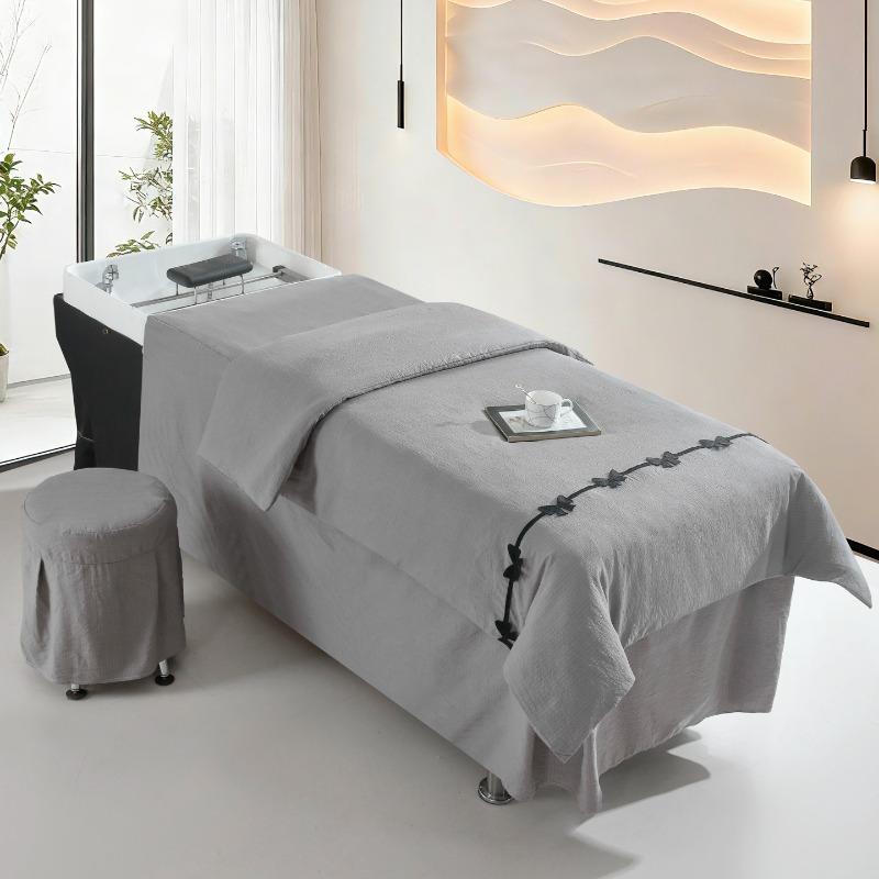 70x150cm 3-Piece Set Summer Lightweight Bubble Gauze Massage Bed Cover for Thai Shampoo Bed Head Therapy Bed Linen