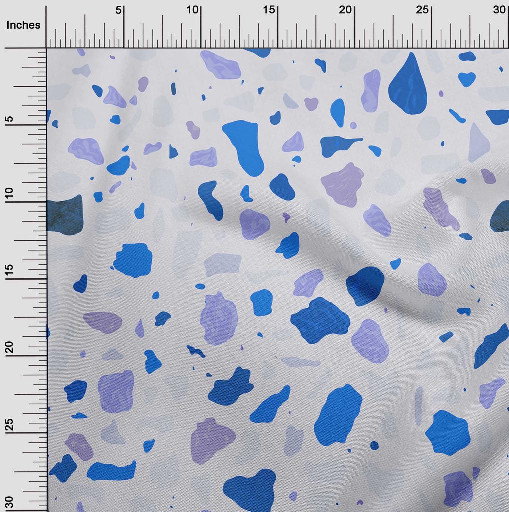 oneOone Cotton Flex Medium Blue Fabric Marble Chips Sewing Fabric By The Yard Printed Diy Clothing Sewing Supplies 40 Inch