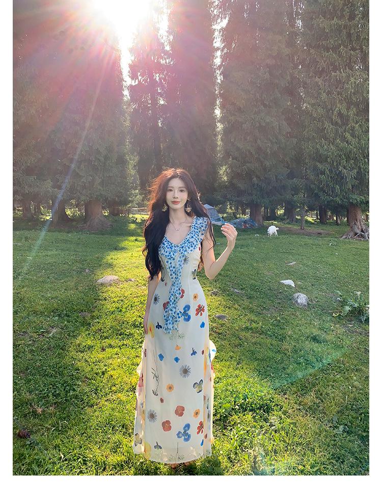 Women's Floral Sleeveless Long Dress, Japanese Summer 2026 Style
