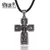 Beier Stainless Steel Men's Christian Christ Jesus Bible Jesus Exorcist Cross Pendant Chain Necklace Jewelry LLLHP199P