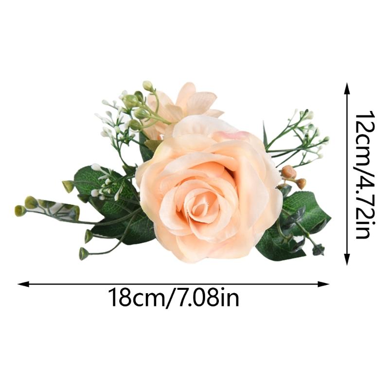 Florals Curtain Holdbacks 4 Pack Artificial Rose Flower Window Drapes Tiebacks Clips Accessories for Wedding Decoration