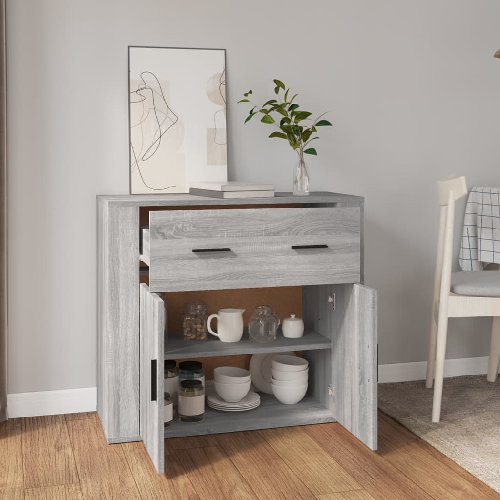 Vidaxl Cabinet, Sonoma Grey Oak, 80X33X70 Cm, Wood-Based Material