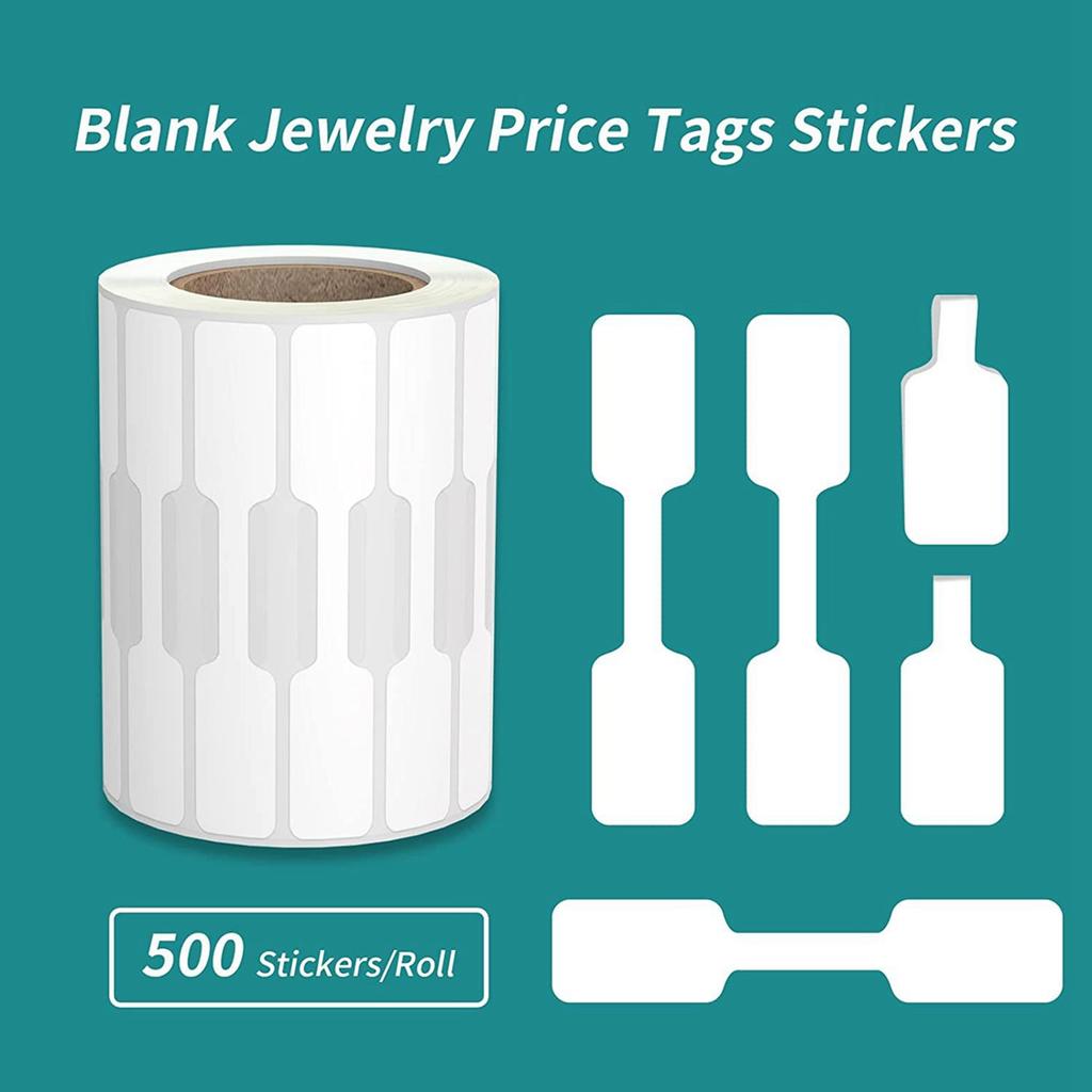 500pcs/roll Kraft Paper Price Stickers Jewelry Price Tags Self Adhesive White Blank Sticker Ring Necklace Earring Price Label