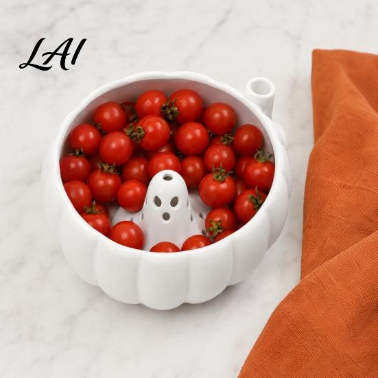 Kitchen Fruit Washing Bowl Halloween Swirl Bowl Ghost Center Berry Wash with 360 Degree Rotating Vortex Decor Spin Function PLA Strainer Basket for