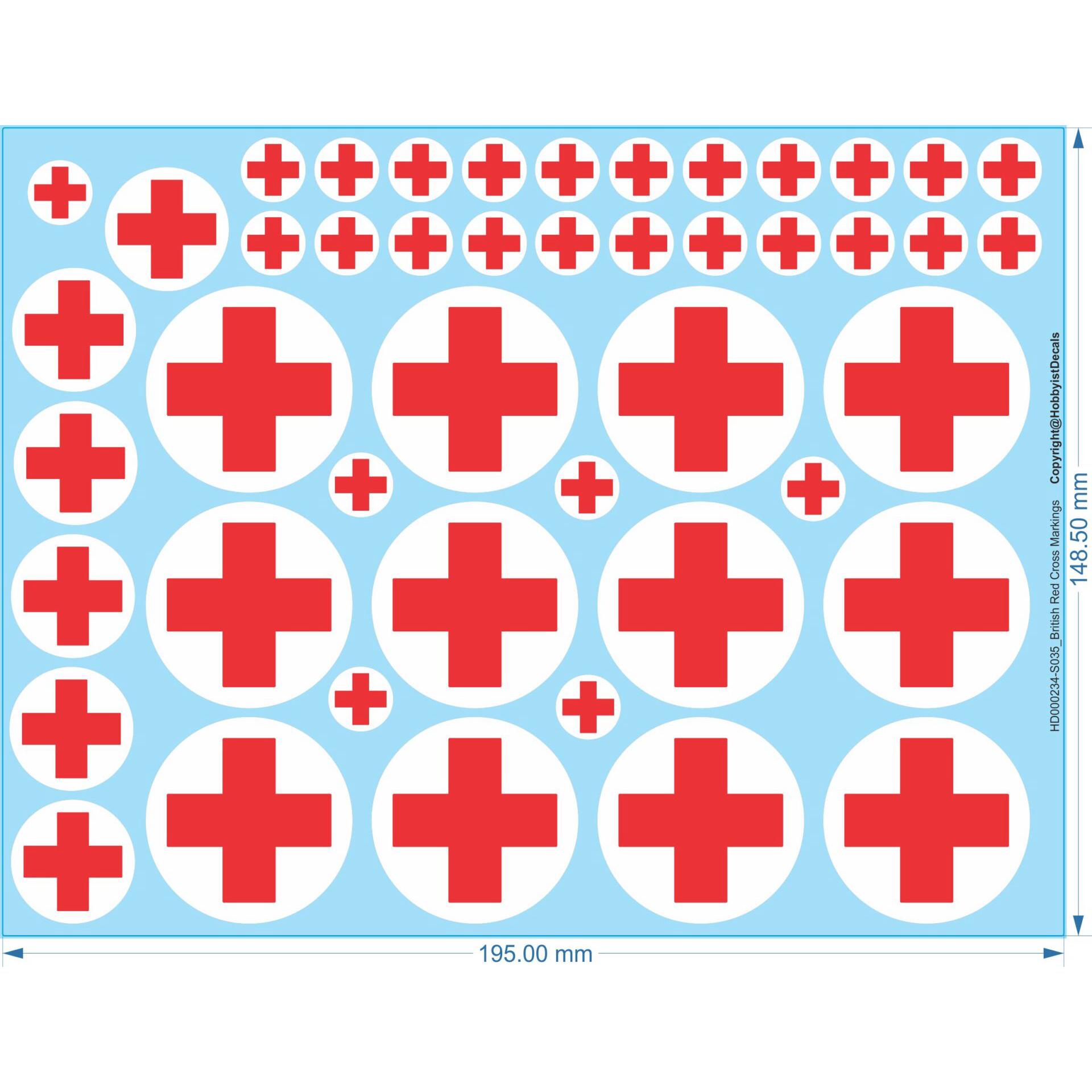 British Red Cross Markings - 1/35 28mm (1/56) 20mm (1/72) - Water Decals - Waterslide, 1/56 - Waterslide, 1/35