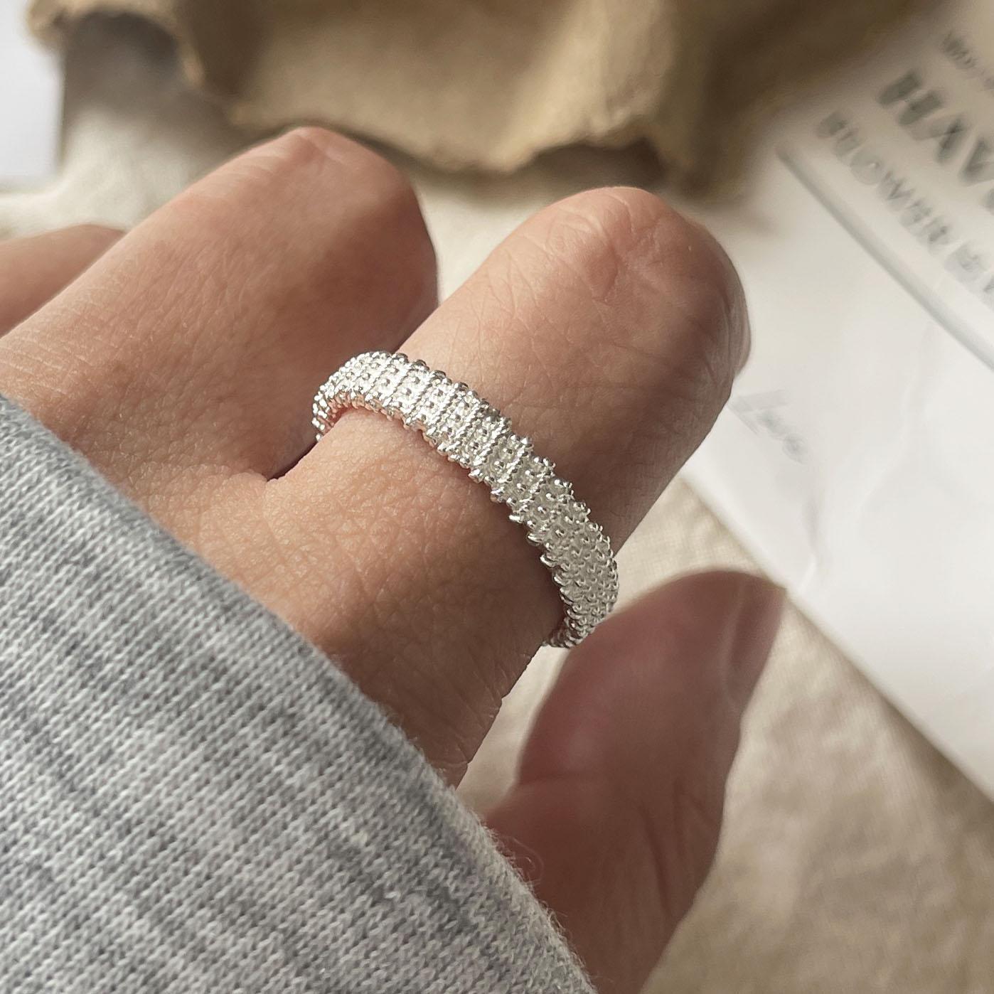 

925 Sterling Silver Rings For Women Geometric Fine Jewelry Finger Adjustable Interware Lines Ring For Party Birthday Gift resizable