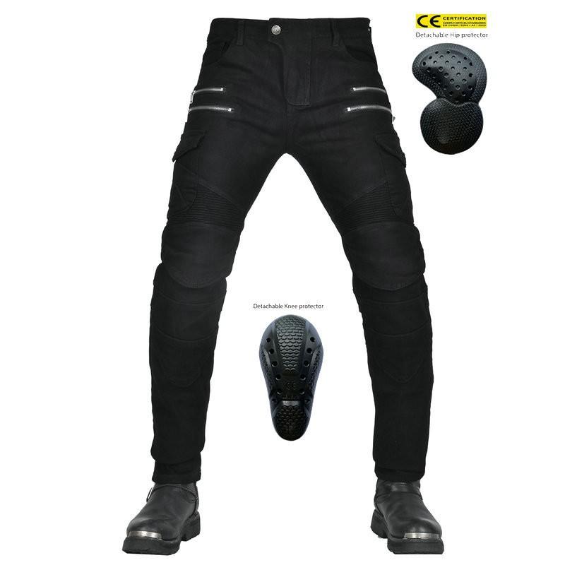Mens Motorcycle Riding Jeans With 4 Zippers Kevlar Reinforced Abrasion Resistant Biker Pants