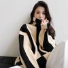 Turtleneck Pullovers Women  Striped Thicker Long Sleeve Knitting Tops Casual Sweaters Fall Winter All-match Cozy Keep Warm Sweaters