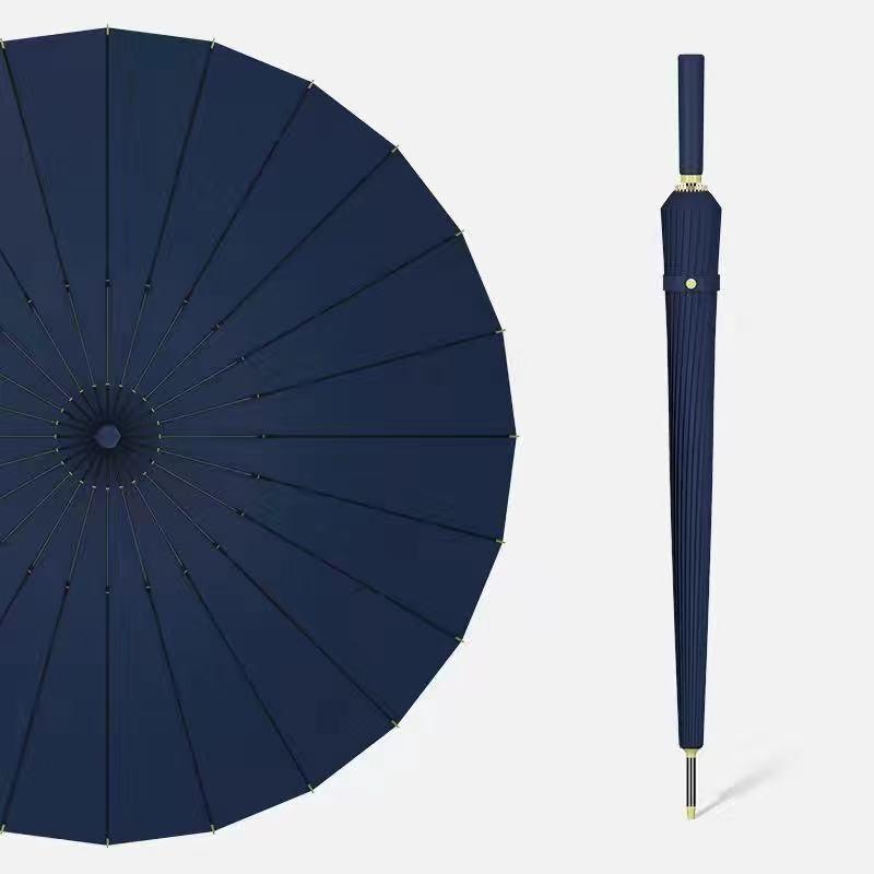 24 Bone Long Handle Umbrella Enlarged Thickened Sunny Rainy Dual-use Extra-large Black Sun Protection Automatic Umbrella