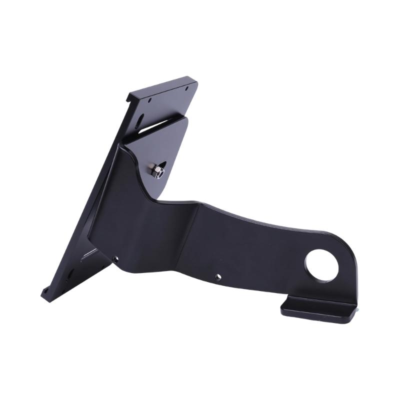 Bolt-On Motorcycle License Plate Bracket, Side-Positioned Rear Plate Mount Black Aluminum and Multiple Slots