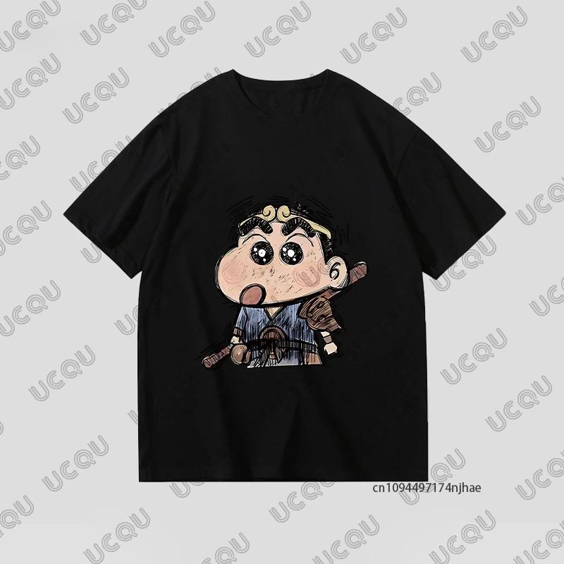 MINISO Cute Cartoon Crayon Shin-chan Print T-shirt For Men Summer Cotton Short Sleeve O-neck Tees Casual Fashion Oversized Tops