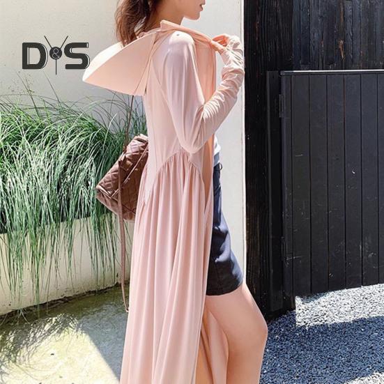 Femeii haine de protecție solară cu glugă haina completă a corpului răcoritor cu protecție solară îmbrăcăminte cu mânecă lungă costum de baie acoperi rochie pentru vară plajă pescuit drumeții