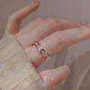 Japanese and Korean Simple Titanium Steel Ring Full of Rectangular Zircon Trendy Temperament Couple Ring
