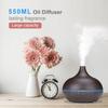 550ml Ultrasonic Aroma Diffuser Humidifier with Wood Grain, 7-Color Lights, Timer, Silent Operation for Essential Oils.