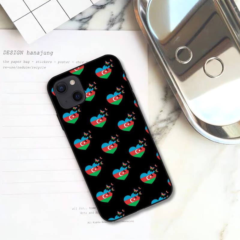 Azerbaijan Flag Phone Case For iPhone 11 12 Mini 13 14 15 Pro XS Max X Plus SE XR Shell