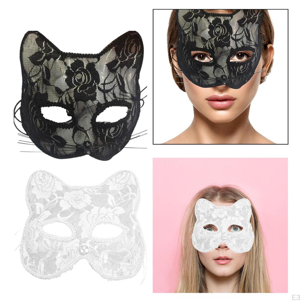 cat Masquerade Mask ,Lace Masks ,Half Face Cover Fancy Dress for Costume, Cosplay ,Party Favor