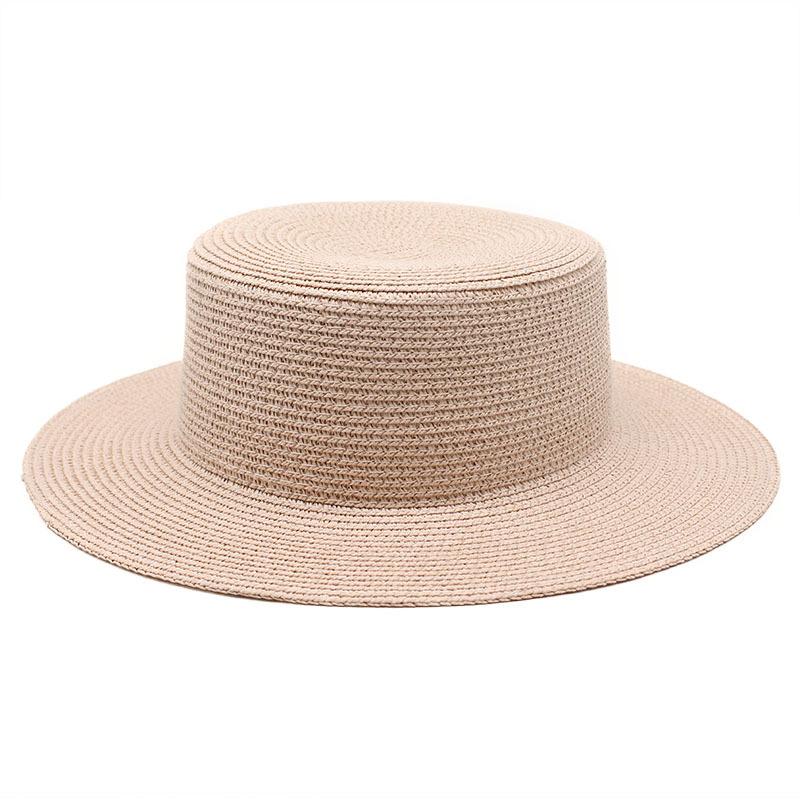 Grass Green Straw Hat Women'S Sky Flat Top Top Hat Seaside Vacation Beach Hat Internet Celebrity Straw Hat Sun Hat