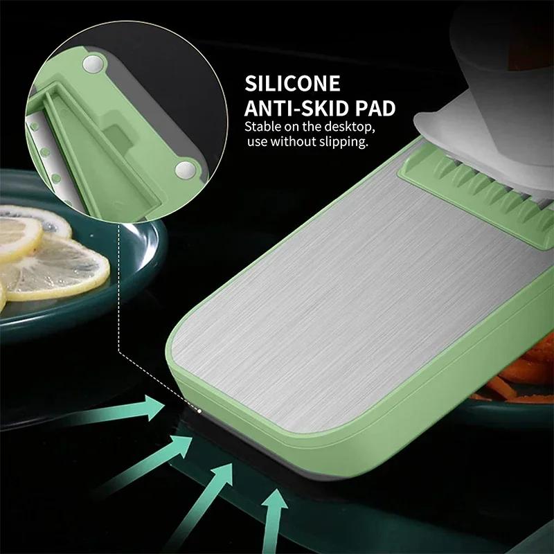 Home Vegetable Chopper & Slicer - 8 Interchangeable Blades Potato Shredder Stainless Steel Grater for Cucumber Onion with Storag