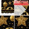 Set Of 2 Flat Printing Golden New Year Chic Curtain Cloth Durable Polyester Curtains Festive Living Room Bedroom Kitchen Ideal For Sitting