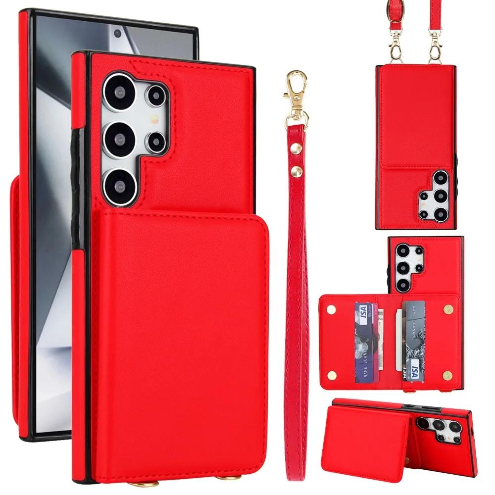 Crossbody Wallet RFID Blocking Card Holder Phone Case For Samsung Galaxy S25 Ultra Edge S24 Plus S23 S22 S21 FEA16 A26 A36 A56