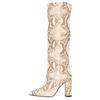 Fashion Brand Design European American Crocodile Sleeve Knee High Women's Boots Large 43 Thick Heel High Boots Show Knight Women's Shoes