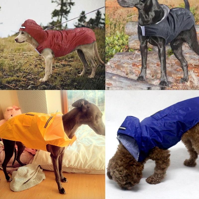 Dog Raincoat Lightweight Waterproof Large Pet Dog Rain Jackets with Hood Reflective Strip Safety for Dog