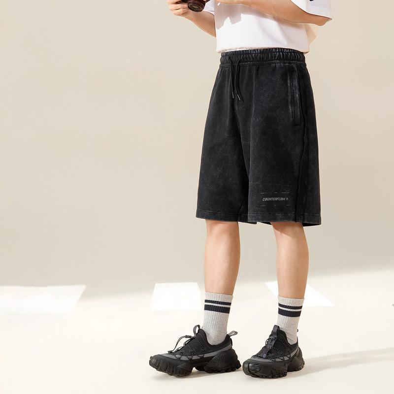 Li Ning CF Outdoor Tek Renk Nakışlı Logo Günlük Şort Erkek şort Siyah AKSV223-5