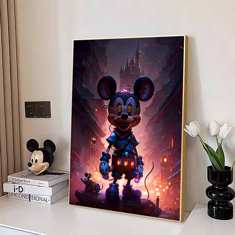 Disney Diamond Painting Mickey Mouse Dark Adventure Style Illustration Wall Decoration Full Diamond Cross Stitch DIY Gift Home Decoration