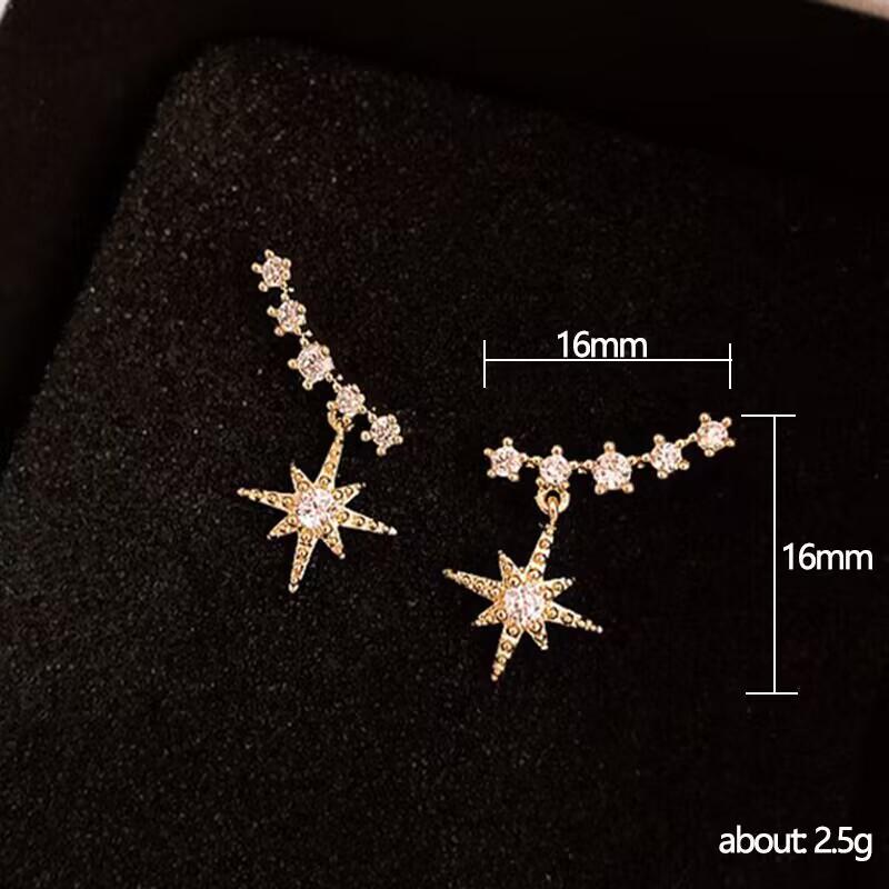 Nieuwe Gecontracteerde Delicate Crystal Star Temperament Drop Oorbellen Vrouwen Koreaanse Klassieke Stijl Kleine Oorbellen