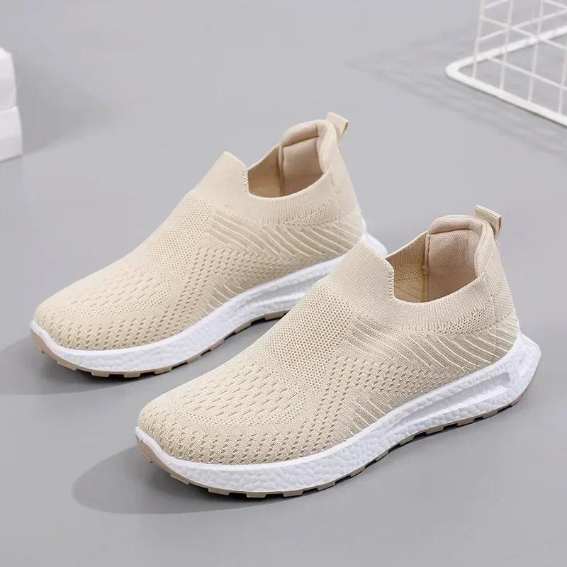 Fashion Women's Canvas Shoes Casual Vulcanized Shoes Fashion Elastic Knitted Sneakers Women Loafers Wedge Women Shoe Zapatillas De Mujer