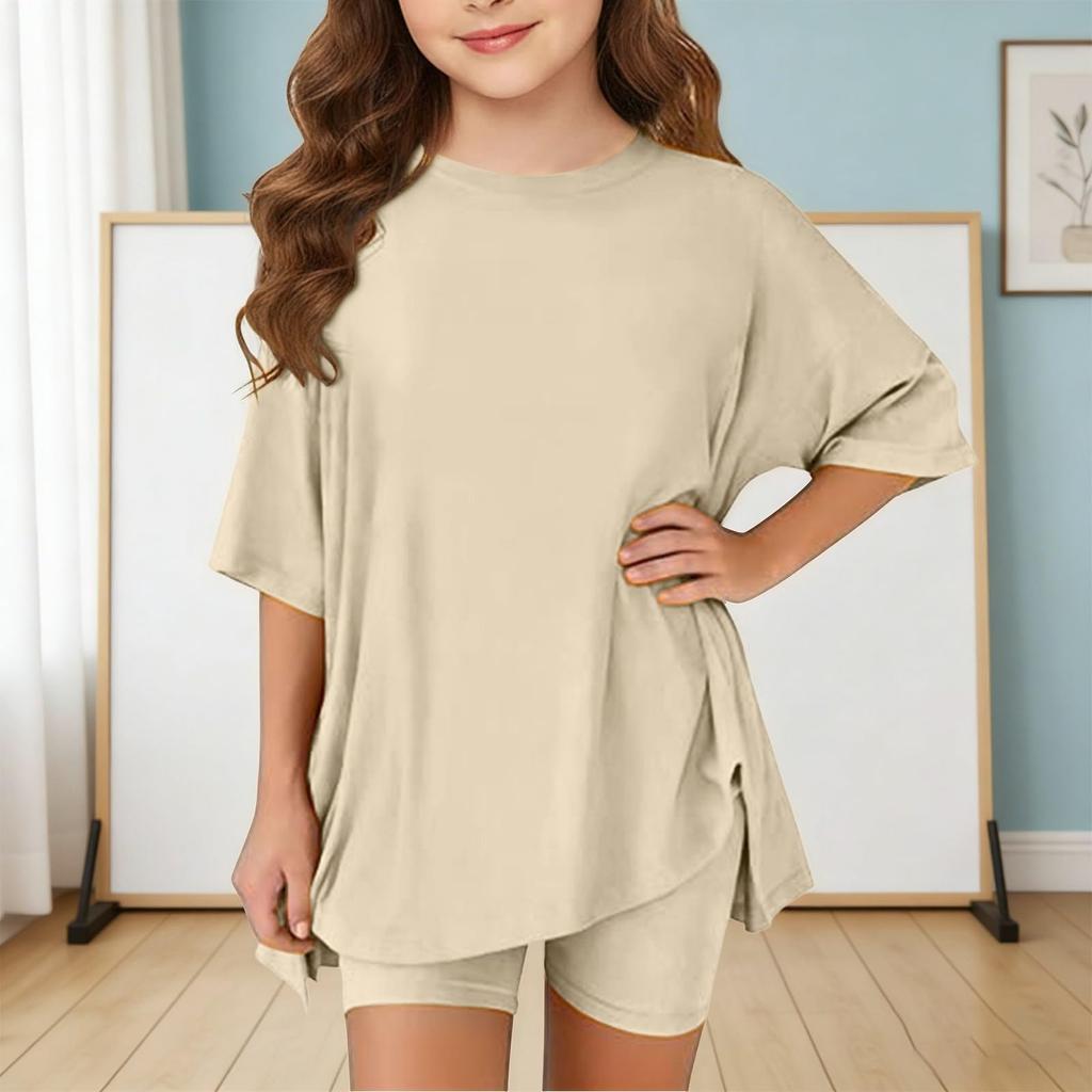 Sommeroutfits für Mädchen, 2-teilige Sets aus Hemden und Shorts, Frühlingsoutfits, Sportshorts-Sets für Teenager-Mädchen