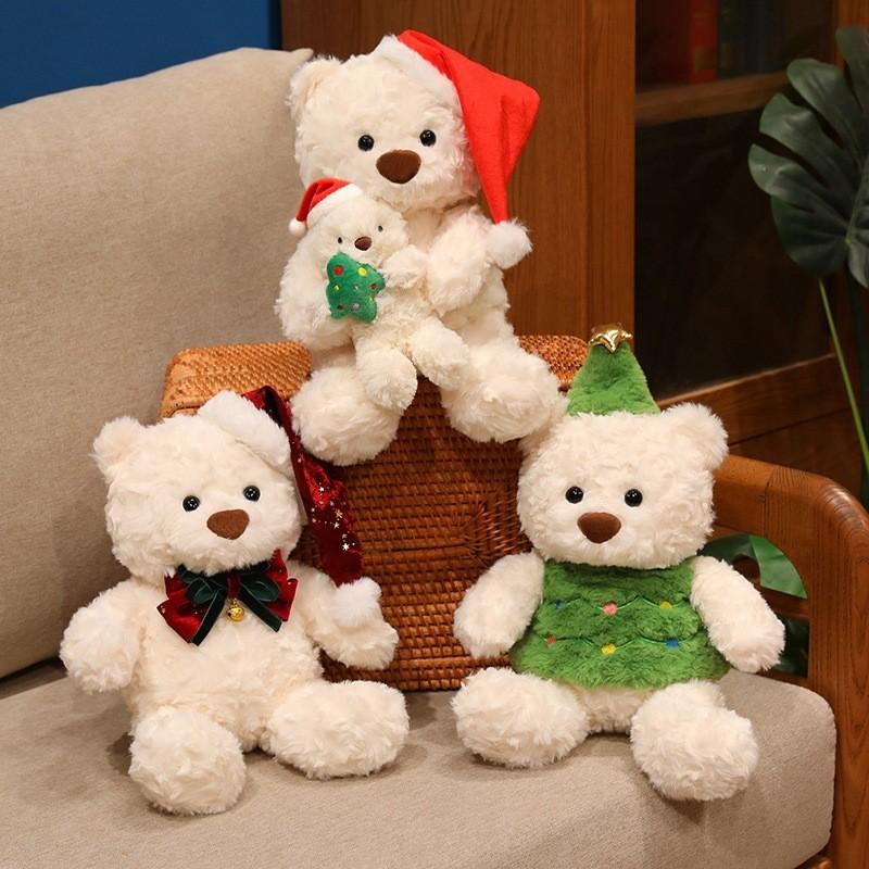 Christmas Teddy Bear Plush Toy With Dress For Holiday Decor Gift For Kids And Adults
