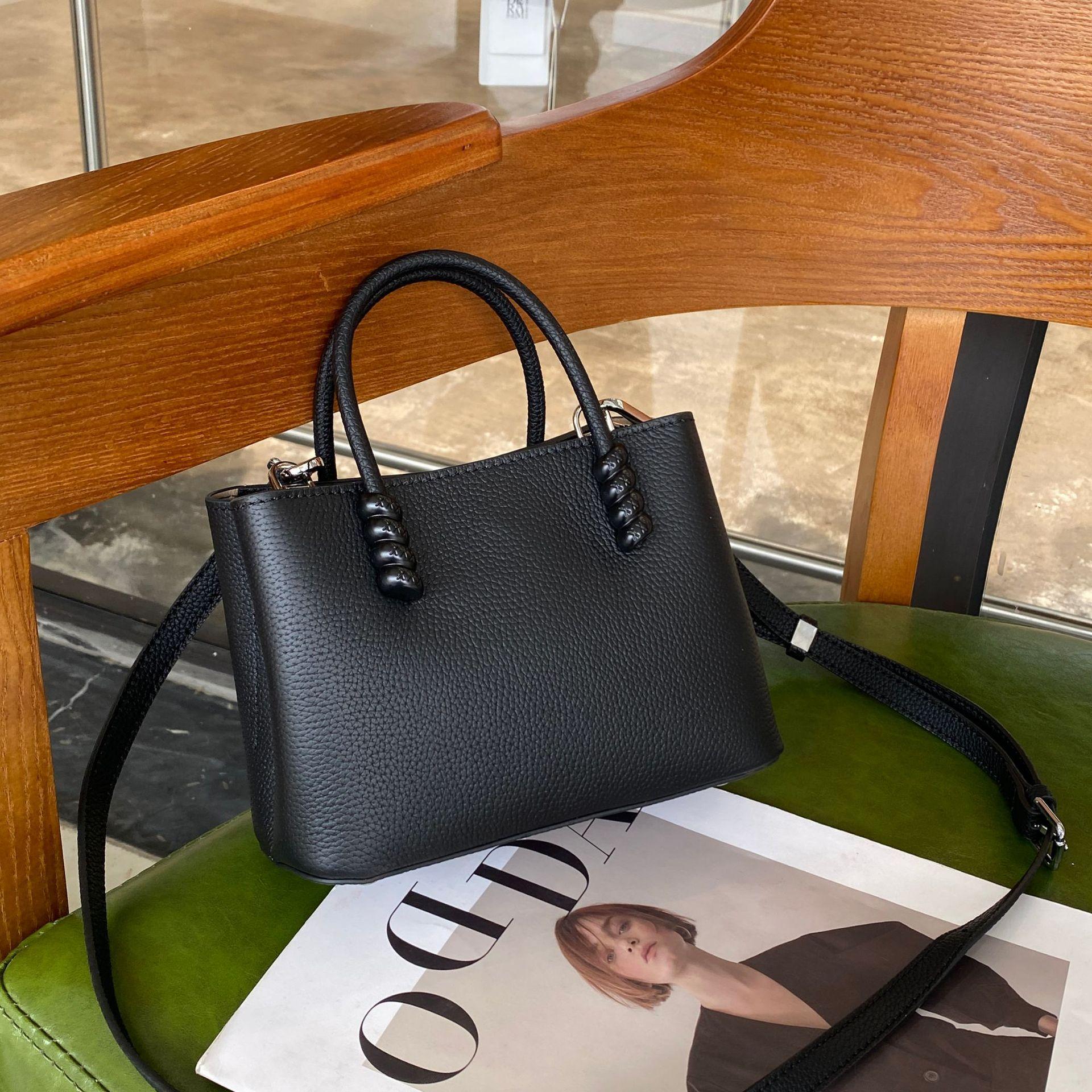 

First Layer Cowhide Small Light Luxury Leather Women S Bag Handbag Mother And Child Bag Simple Women S Shopping Change Bucket Bag Leather Soft