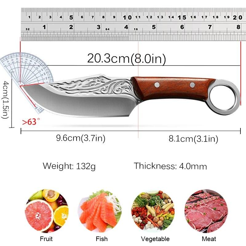Stainless Steel Meat Cleaver Kitchen Boning Knife Kitchen Vegetable and Fruit Slicing Knife Handle Knife with Cover