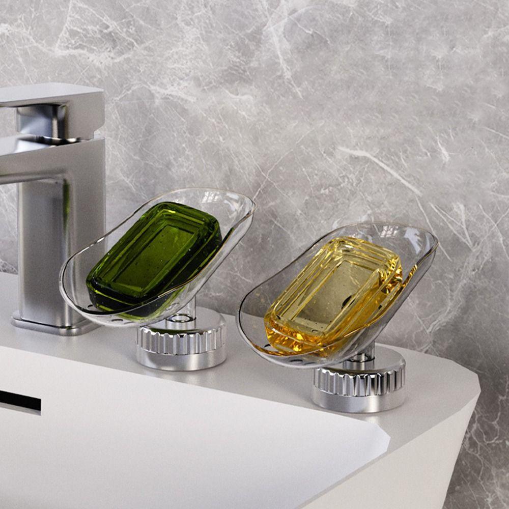 

Plastic Drain Soap Box Suction Cup Sponge Tray Creative Soap Drainer for Bathroom Accessories Transparent grey