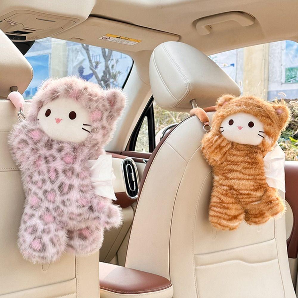 Leopard Print Cartoon Tissue Box Animal Automobile Tissue Box Cat Car Napkin Holder  Backseat