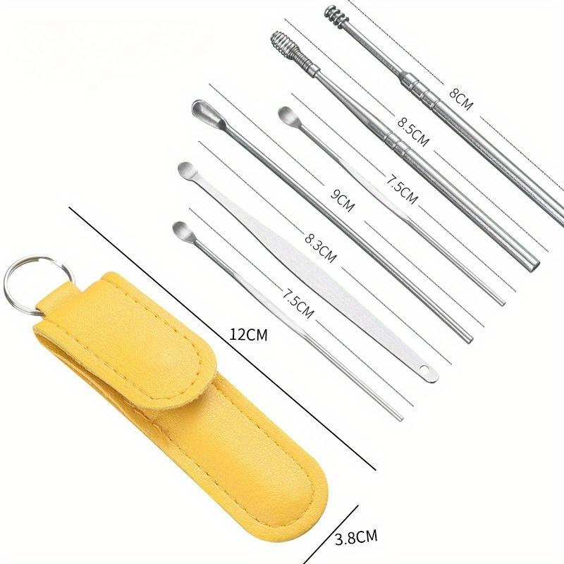 6Pcs Ear Digging Spoon Set Long Head Spiral Spring Ear Spoon Easy Clean Portable Ear Care Cleaning Tools Set жёлтый
