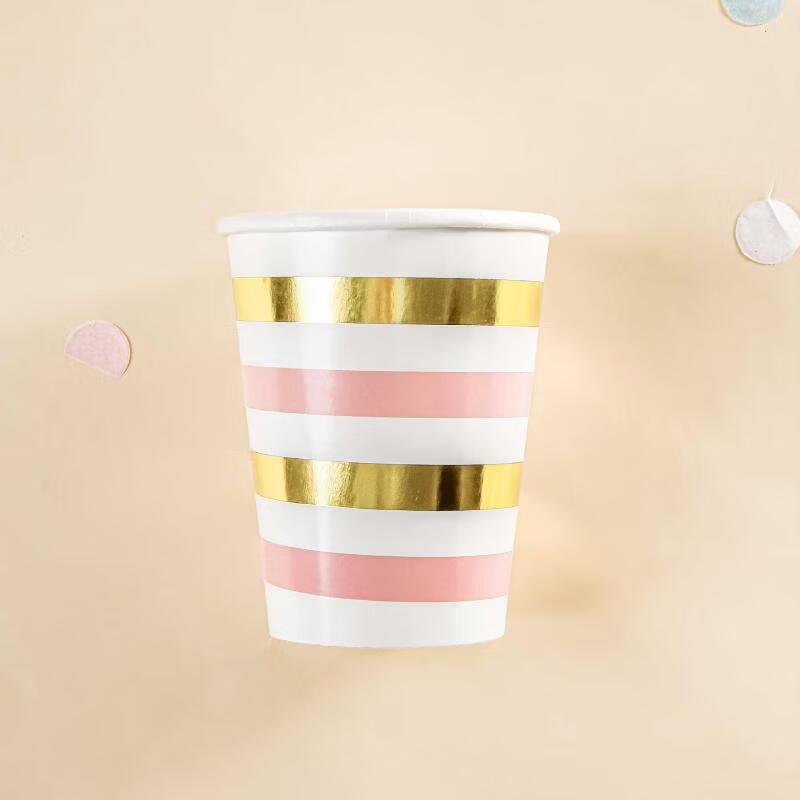 OIMG Disposable Gold Stamping Paper Plates Set