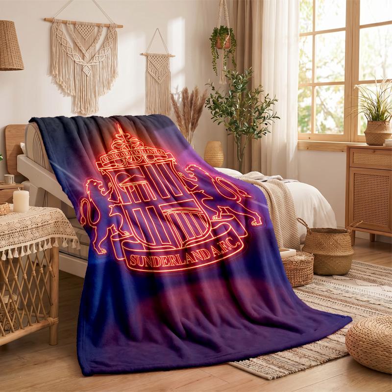 Sunderland Football Print Flannel Blanket Soft Warm Sofa Bed Throw Blanket For Home Office Bedroom
