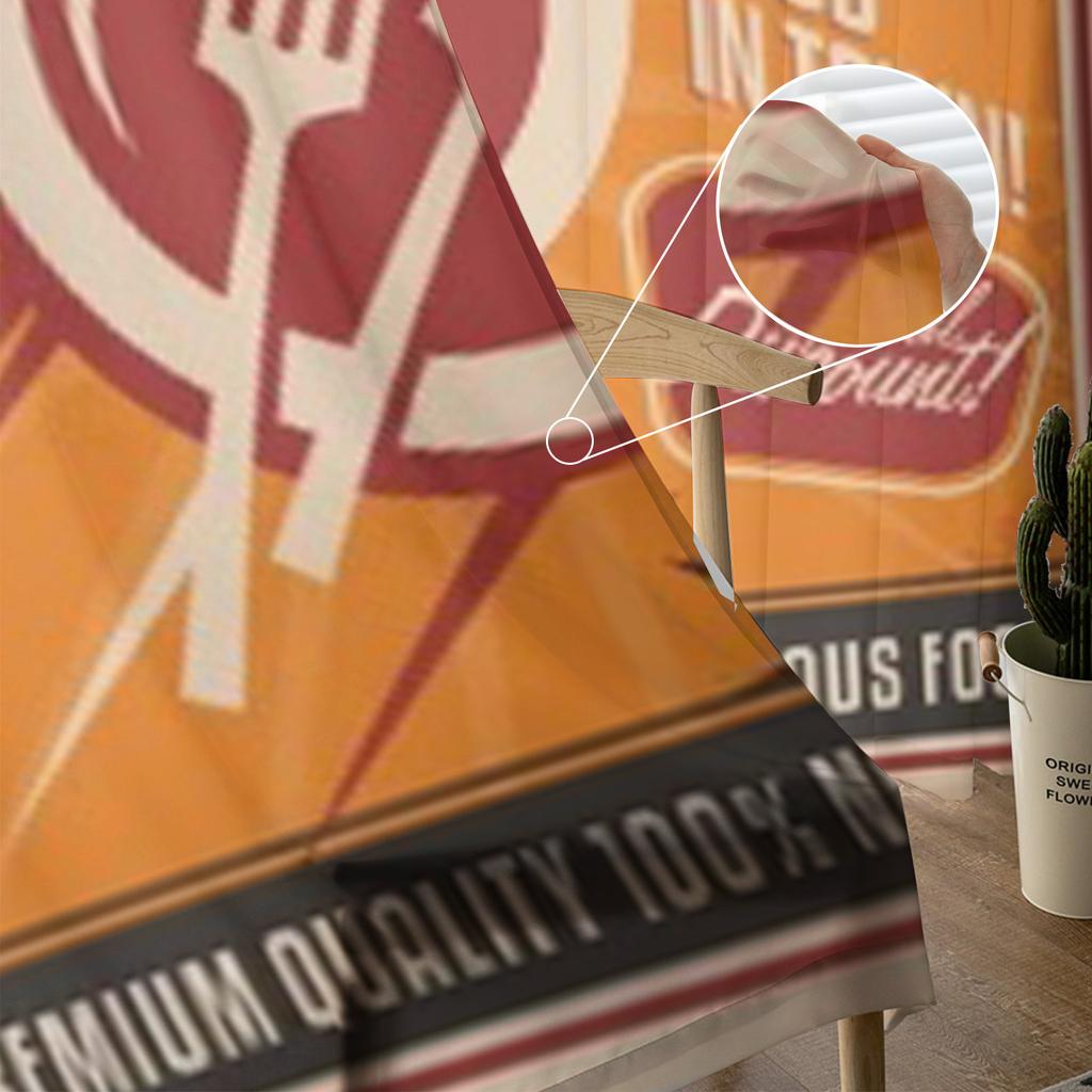 Szablon plakatu w stylu retro dla restauracji fast food Przezroczyste zasłony szyfonowe do salonu sypialni okna woale tiulowa zasłona
