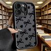 Black Bow and Heart Pattern Phone Case for iPhone 17 16 15 14 13 12 11 Pro Max Plus Anti Scratch, Gel Flexible Protective