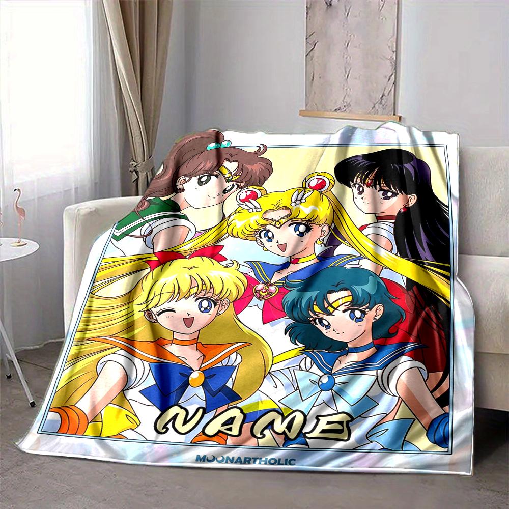 Custom 1pc Sailor Moon Adventure Blanket, Soft And Comfortable Blanket, Casual Warm, Camping Travel Blanket, Birthday Gift Q91385