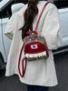 Vintage Red Plaid Kitty Backpack With Lace Detail For Daily Use