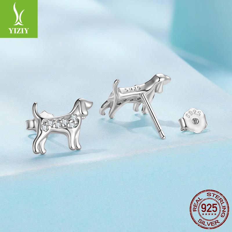 S925 Sterling Silver Golden Retriever Mini Stud Earrings, Exquisite And Cute Little Animal Dog Stud Earrings.